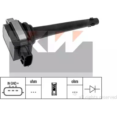 Катушка зажигания KW 470 489 3301259 FACET 9.6389 EPS 1.970.489 изображение 0