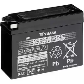 Аккумулятор 2.4 ач обратная 40 а 12 в maintenance free 114x39x86.5 YUASA YT4BBS 3349103 ENC6D 61 5050694000393