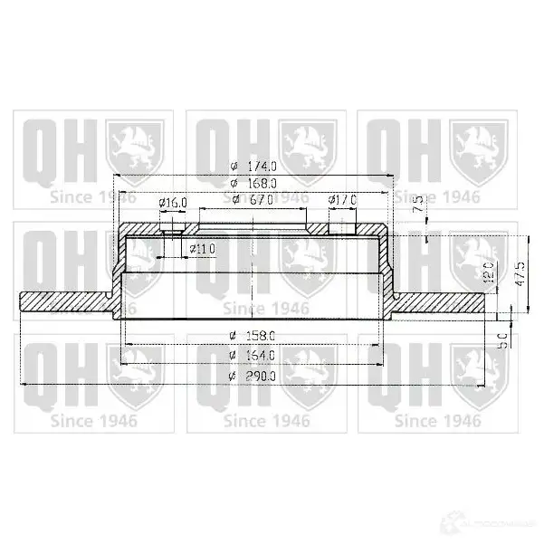 Тормозной диск QUINTON HAZELL bdc4324 B DC4324P 646634 JNVBR6W изображение 0