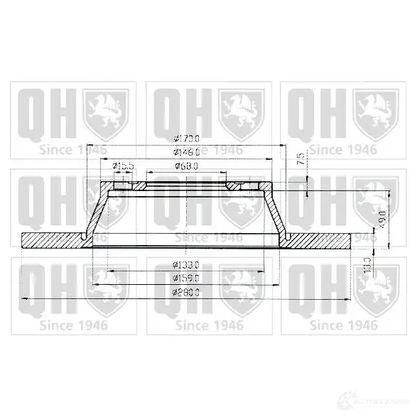 Тормозной диск QUINTON HAZELL NNZ92OG BDC3 934P bdc3934 646579 изображение 0