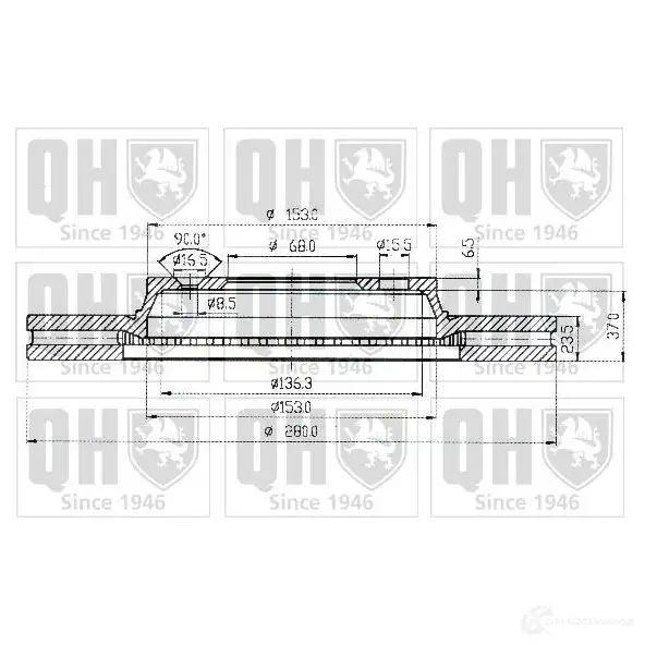 Тормозной диск QUINTON HAZELL 0BBCG9 BDC369 5P 646428 bdc3695 - Изображение 1