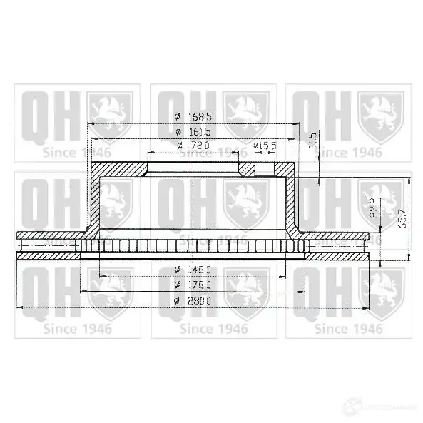 Тормозной диск QUINTON HAZELL DBVXEB 646462 bdc3746 BDC 3746P изображение 0