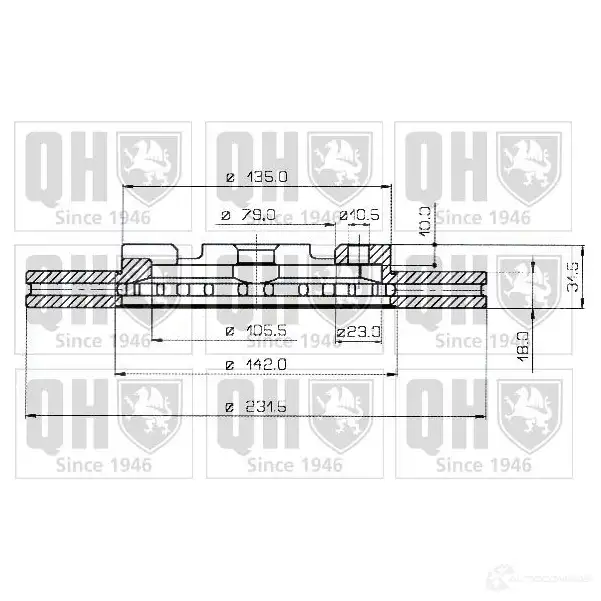 Тормозной диск QUINTON HAZELL 646229 L4ORF1F bdc3359 BDC335 9P - Изображение 1