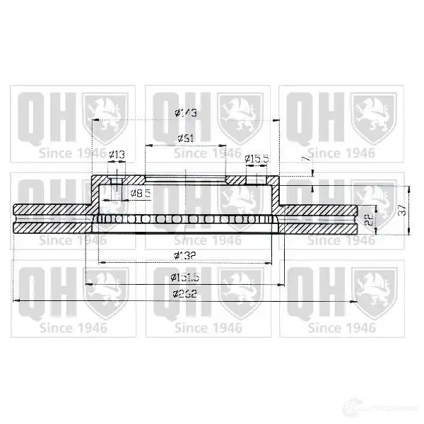 Тормозной диск QUINTON HAZELL V3PQ6ES BDC 4404P 646694 bdc4404 изображение 0