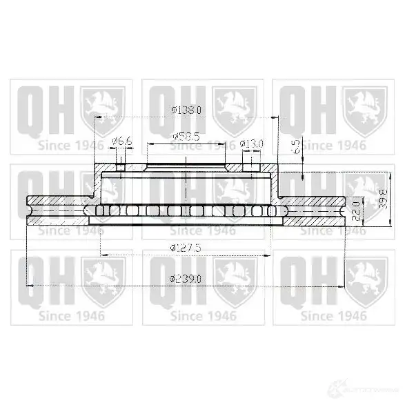 Тормозной диск QUINTON HAZELL X47Z9T7 BDC35 01P 646293 bdc3501 - Изображение 1