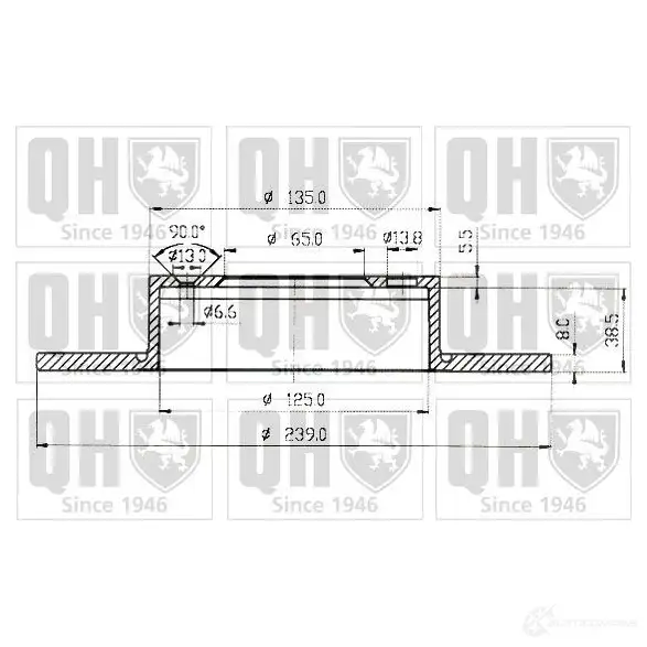 Тормозной диск QUINTON HAZELL VNOXT0T BDC 1013P bdc1013 646087 - Изображение 1