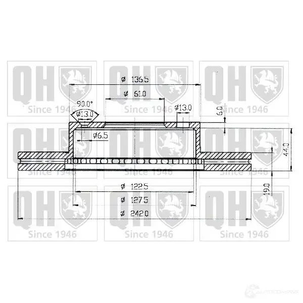 Тормозной диск QUINTON HAZELL B DC3526P bdc3526 GQUDUZY 646311 - Изображение 1