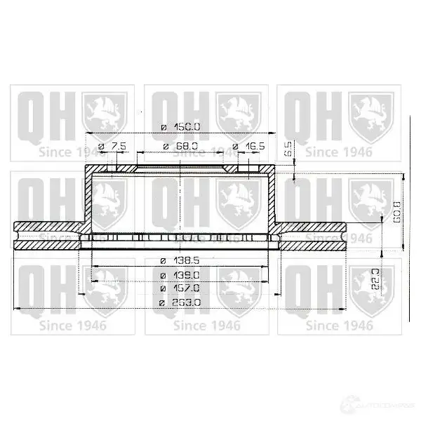 Тормозной диск QUINTON HAZELL 1M5UZ bdc3457 BD C3457P 646269 изображение 0