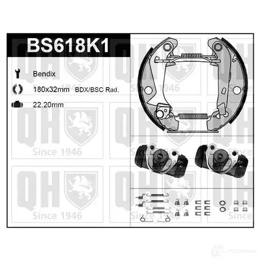 Барабанные тормозные колодки, комплект QUINTON HAZELL bs618k1 5050438348927 CHQ QAF 651807 изображение 0