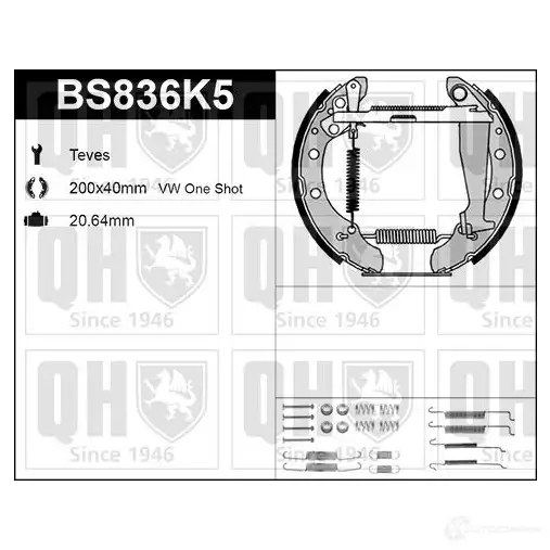 Барабанные тормозные колодки, комплект QUINTON HAZELL 1CP R6 bs836k5 5050438350012 652008