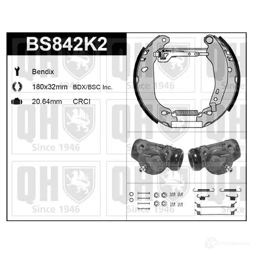 Барабанные тормозные колодки, комплект QUINTON HAZELL 5050438349337 TJBWK U5 bs842k2 652023 изображение 0