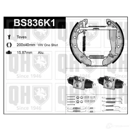 Барабанные тормозные колодки, комплект QUINTON HAZELL 5050438349979 bs836k1 652004 GO1 FA65