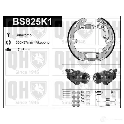 Барабанные тормозные колодки, комплект QUINTON HAZELL 651990 5050438349917 bs825k1 MX QN5