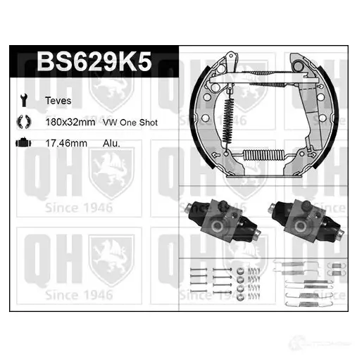 Барабанные тормозные колодки, комплект QUINTON HAZELL bs629k5 5050438348972 651820 TG N3IOX
