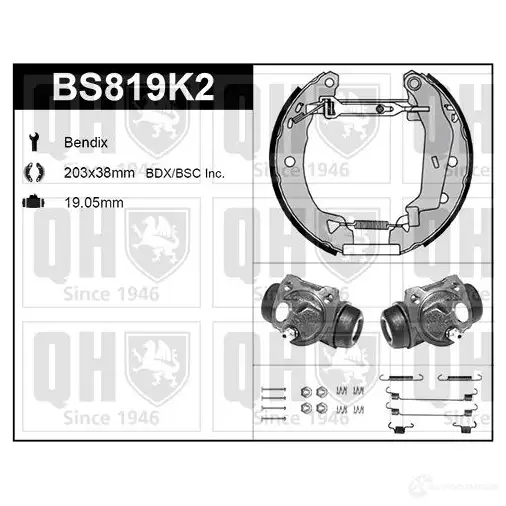 Барабанные тормозные колодки, комплект QUINTON HAZELL bs819k2 5050438349856 HAO9 JMJ 651978 изображение 0