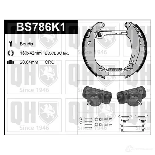 Барабанные тормозные колодки, комплект QUINTON HAZELL P 8MUX72 5050438349184 bs786k1 651936 изображение 0