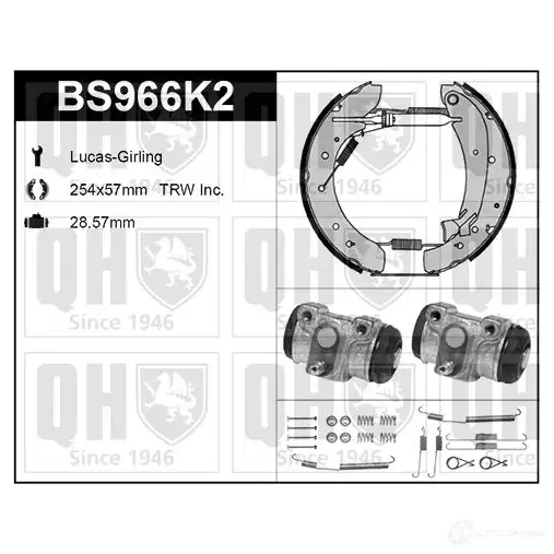 Барабанные тормозные колодки, комплект QUINTON HAZELL ZNZ93 X bs966k2 5050438351187 652149