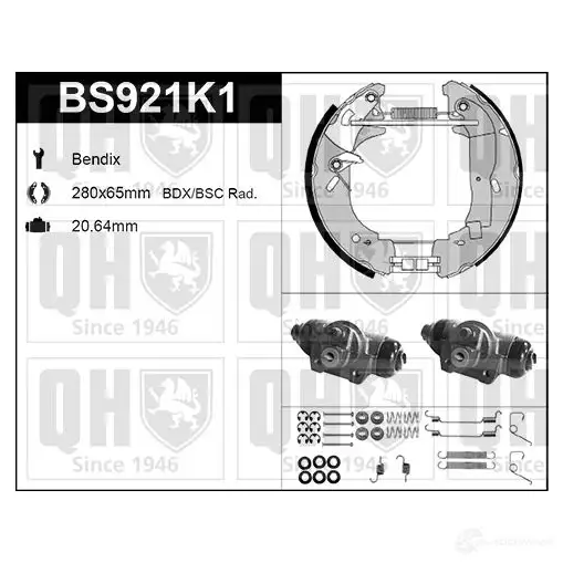 Барабанные тормозные колодки, комплект QUINTON HAZELL 5050438351064 UQCPY 9 652086 bs921k1