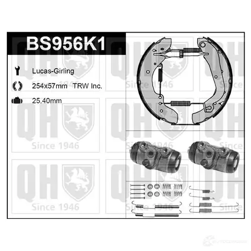 Барабанные тормозные колодки, комплект QUINTON HAZELL 61Q TL bs956k1 5050438351125 652127 изображение 0