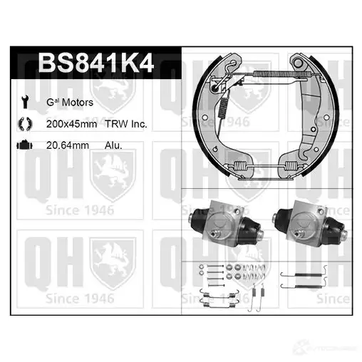 Барабанные тормозные колодки, комплект QUINTON HAZELL 652020 5050438350081 3 YLOB bs841k4 изображение 0