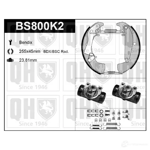 Барабанные тормозные колодки, комплект QUINTON HAZELL UKMV N85 bs800k2 5050438351002 651947