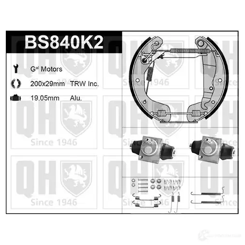 Барабанные тормозные колодки, комплект QUINTON HAZELL 5050438350043 bs840k2 652015 81TI2 K