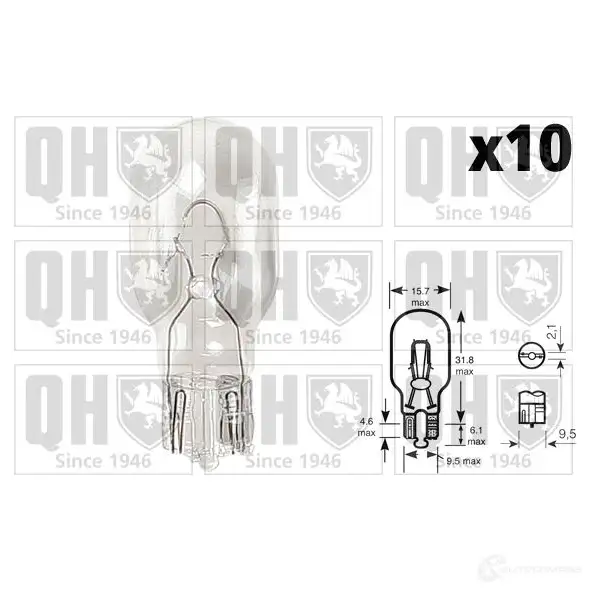 Лампа накаливания T15 21W W2.1X9.5D 21 Вт 12 В QUINTON HAZELL 659756 QBL921 5050438339581 KB DLU - Изображение 1
