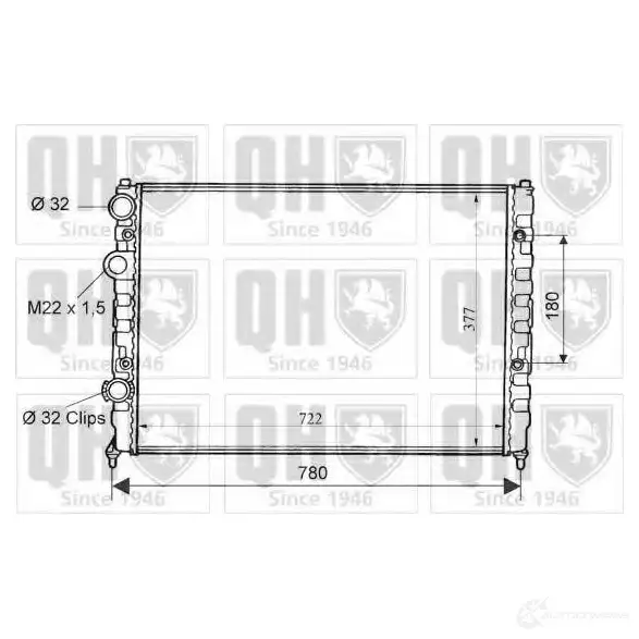 Радиатор охлаждения двигателя QUINTON HAZELL D UR0LV qer1668 670347 5016593551664