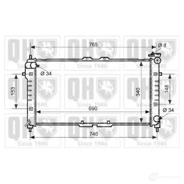 Радиатор охлаждения двигателя QUINTON HAZELL 670480 qer1848 W72V3S Y 5016593553385