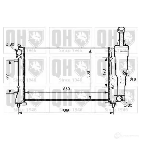 Радиатор охлаждения двигателя QUINTON HAZELL 670998 qer2388 5050438133776 Q2 YIH изображение 0