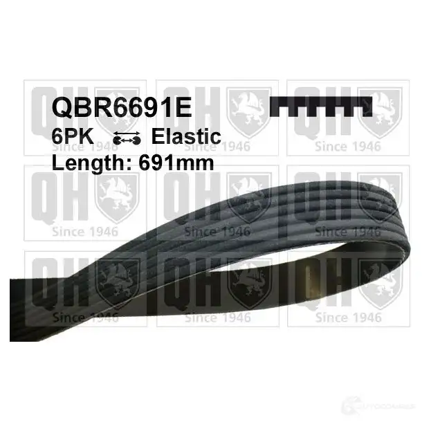 Приводной ремень, поликлиновой QUINTON HAZELL 6PK691 ELASTIC CXITZ3 660574 qbr6691e