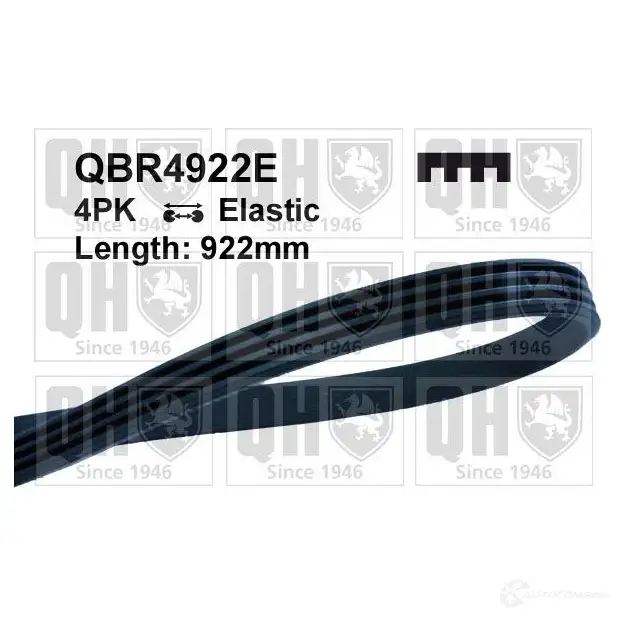 Приводной ремень, поликлиновой QUINTON HAZELL 1AX3UP 4PK922 ELASTIC qbr4922e 660163