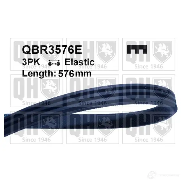Приводной ремень, поликлиновой QUINTON HAZELL B69EH0Q 3PK576 ELASTIC qbr3576e 1424503548 изображение 0