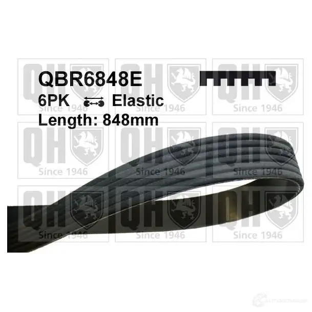 Приводной ремень, поликлиновой QUINTON HAZELL 12IGM9 1193635921 qbr6848e 6PK848 ELASTIC изображение 0