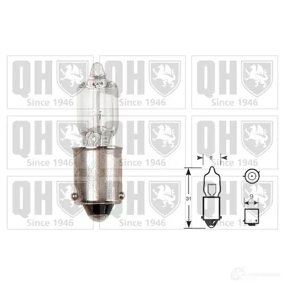 Лампа накаливания H6W BAX9S 6 Вт 12 В QUINTON HAZELL 659741 O WWG8U 5050438339611 QBL434 - Изображение 1