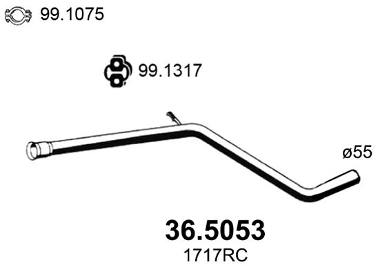 Выхлопная труба глушителя ASSO 1424899698 36.5053 6SNC UD