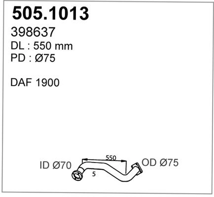 Выхлопная труба глушителя ASSO G005 W2 505.1013 9444786 изображение 0