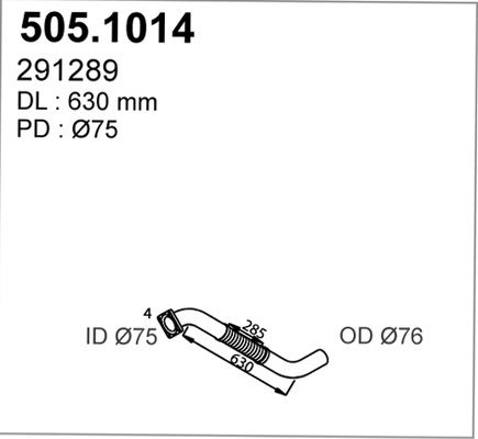 Выхлопная труба глушителя ASSO 2407908 H LYEF 505.1014 изображение 0