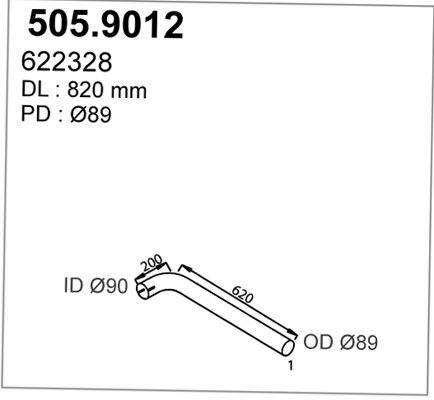 Выхлопная труба глушителя ASSO GEH 5Q 505.9012 9444762 изображение 0