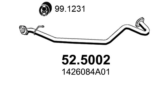 Выхлопная труба глушителя ASSO 1424874750 52.5002 JGID GMW изображение 0