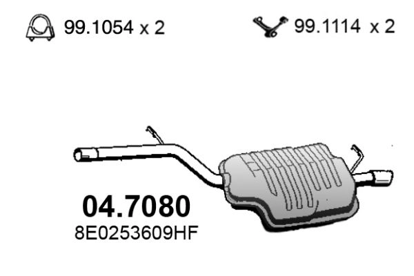 Глушитель ASSO 2403232 YASQB9 0 04.7080 изображение 0