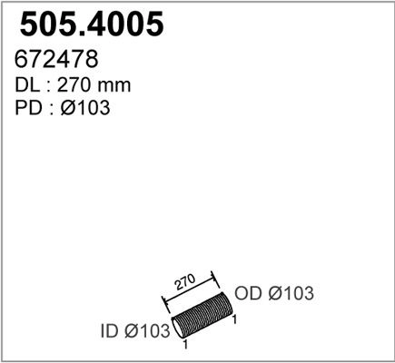 Гофра глушителя ASSO 505.4005 9444880 UP90QZ O