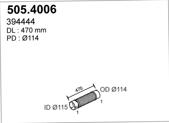 Гофра глушителя ASSO 9444994 X2JF M 505.4006