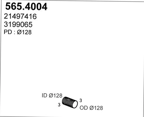 Гофра глушителя ASSO 565.4004 PO91 D 9453784