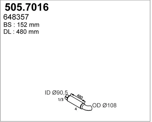 Глушитель ASSO VO N44E 505.7016 9444832 изображение 0