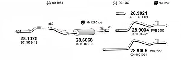 Выхлопная система ASSO ART4162 1423574459 T ILWE изображение 0