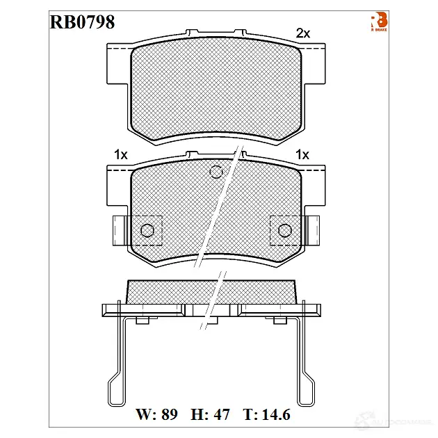 Дисковые тормозные колодки R BRAKE 4388631 RB0798 21720 2171 9 изображение 0