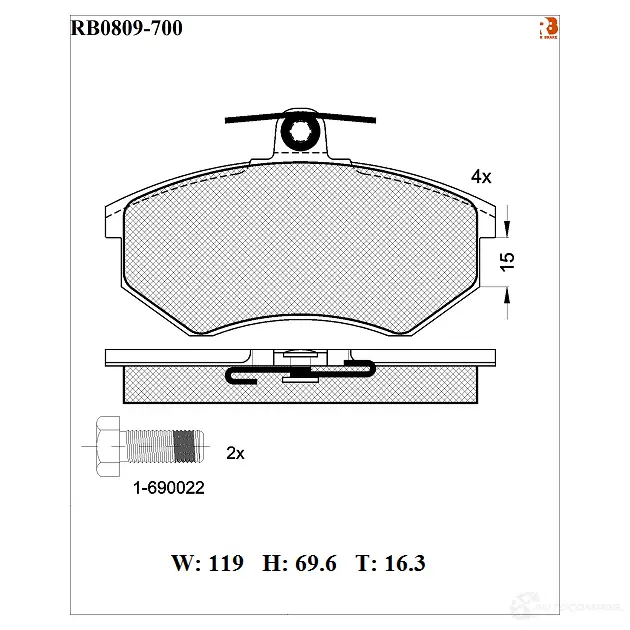 Дисковые тормозные колодки R BRAKE 4388646 D227-7177 RB0809-700 2066 9 изображение 0