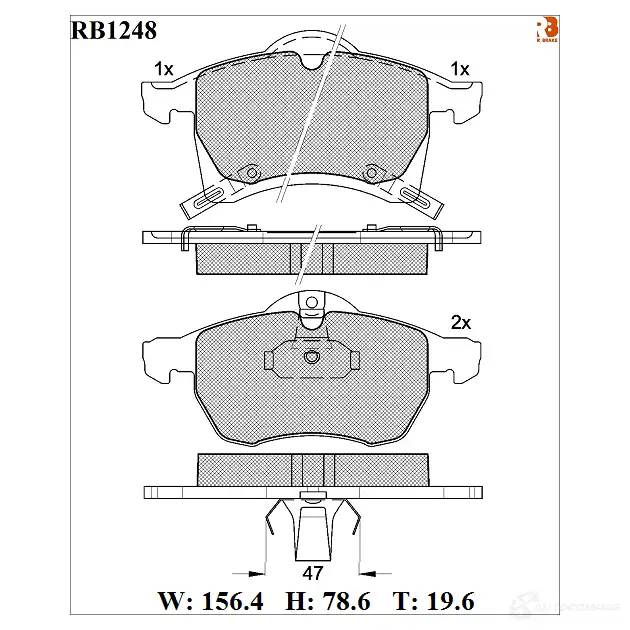 Дисковые тормозные колодки R BRAKE RB1248 23 056 23057 4389097 изображение 0
