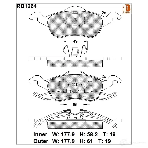 Дисковые тормозные колодки R BRAKE 4389123 23153 2315 2 RB1264